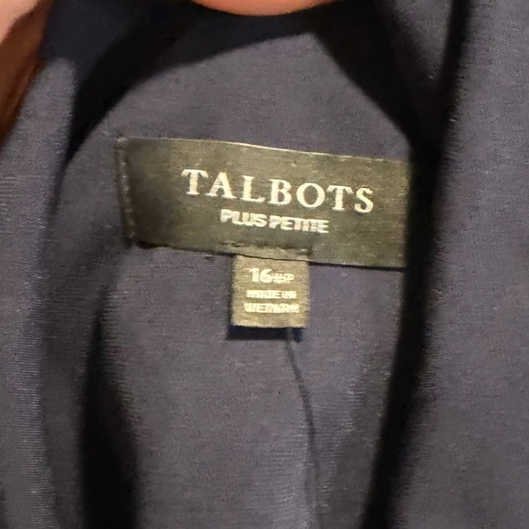 New Talbot Navy Blue Long One Button Blazer Vest Plus Petite 16W Wide Petite6082 - Picture 7 of 9